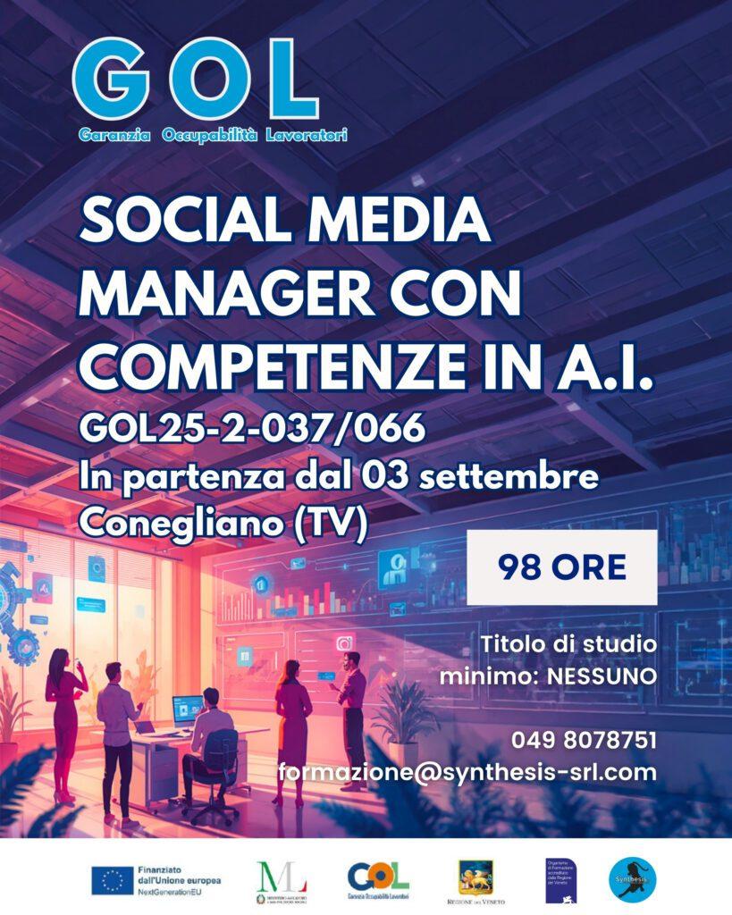 Tecnico Social Media Manager con Competenze in AI (GOL 2 – Upskilling RRSP) – codice OPAL: GOL25-2-037/066